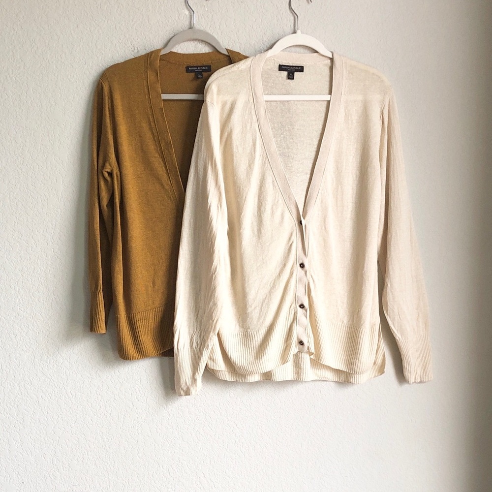 Banana Republic Linen Boyfriend Cardigan Sweater Bundle XL Oversized